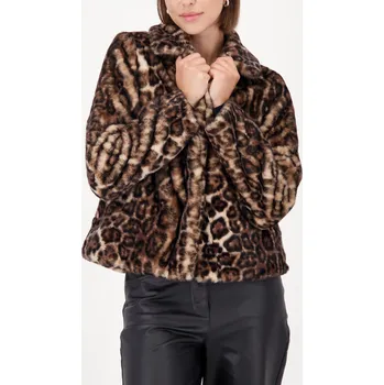 Dámský kabát Monari 809417 hnědý potisk leopardem Velikost: M