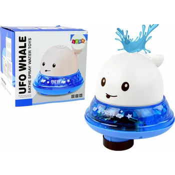 Hračka pro nejmenší Stříkající velryba s podstavcem, hračka do koupele, bílá