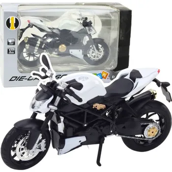autíčko Motocykl Sportovní Kovový Světla Zvuky Bílý 1:12