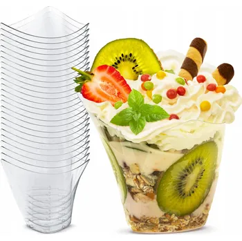 Jednorázové nádobí DEZERTNÍ POHÁRY 185ml 2 ks 5 kusů čajových lžiček