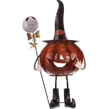 Dýně Autronic Dýně strašidelná na nohou - kovová dekorace, oranžová (KOC518)