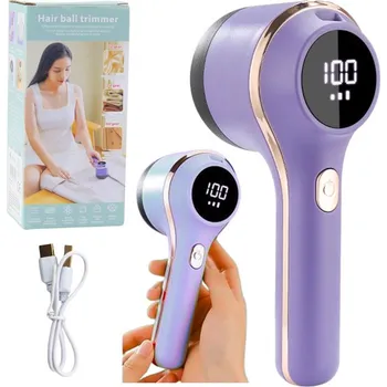 Odžmolkovač Elektrický odstraňovač žmolků z tkanin a oblečení, 3 rychlostní režimy, fialová