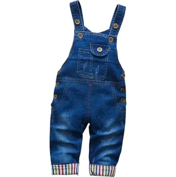 Dětský overall Dětský džínový overal s dlouhými kalhotami a kapsami Ramínka na knoflíky Pohodlné unisex džíny pro batolata a kojence Stylové oblečení pro děti 9-12 měsíců