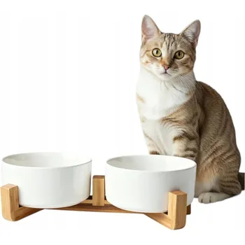 Miska pro psa Keramické Misky pro kočky psy na protiskluzovém stojanu, sada 2 x 12 cm