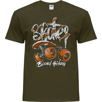 Pánská móda panske_levne_tricko_potisk_skater Barva: Khaki, velikost: XS