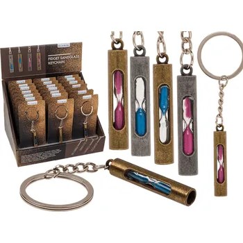 Kovový přívěsek na klíče Fidget Přesýpací Hodiny – Modrá