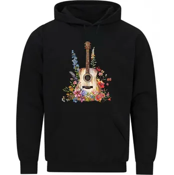 Pánská mikina Pánská mikina Akustická Kytara mezi Květinami (Velikost: 5XL, Barva: Černá)