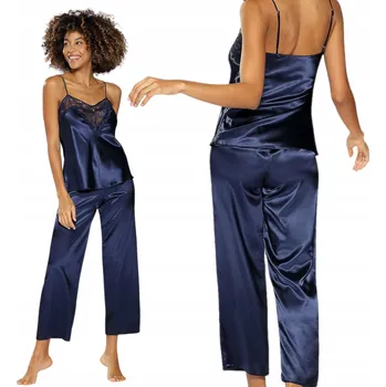 Dámské pyžamo Dkaren Caroline námořnická modrá Noční pyžamo saténové S