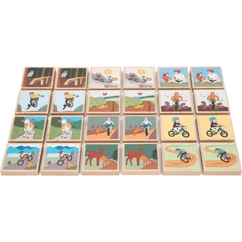 Dřevěná hračka Dřevěné pexeso pro malé i velké bikery – vzdělávací hra pro děti | Buklo