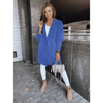Dámský kabát Modrý dámský kabát z alpaky RITA II NY0627z Velikost: ONE SIZE