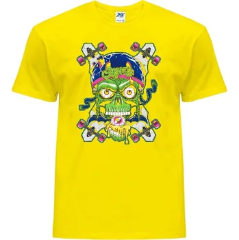 Pánské tričko panske_levne_tricko_potisk_Skull_Skate Barva: Yellow - žlutá, velikost: XXL