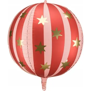 Fóliový balónek Míč s hvězdami, 75 cm, červený, Cirkus