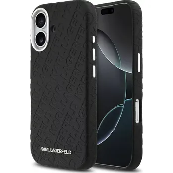 Pouzdro na mobilní telefon Karl Lagerfeld Grained PU Repeated Logo MagSafe Zadní Kryt pro iPhone 17 Black