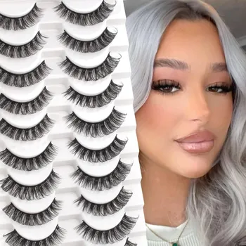 Umělé řasy Umělé černé nalepovací řasy D Curl - 10 párů