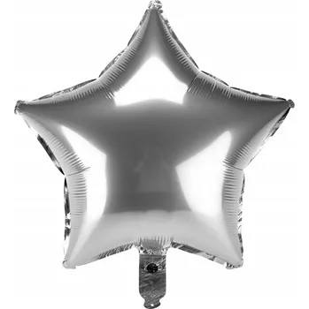 Balónek FÓLIOVÝ BALÓNEK STŘÍBRNÁ HVĚZDA VALENTÝN NAROZENINY 45 CM