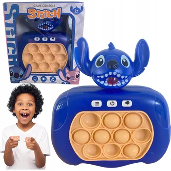 PUSH BUBBLE Pop It senzorická hra konzole Stitch modrá hračka dárek