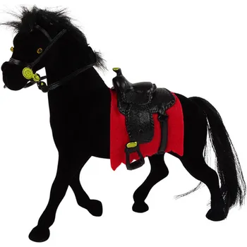 Hračka Figurka Sametový Černý Kůň Červené Sedlo Farma