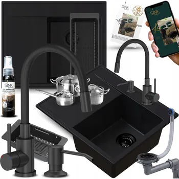 Granitový dřez Jednokomorový dřez Sink Quality STILO granit černý