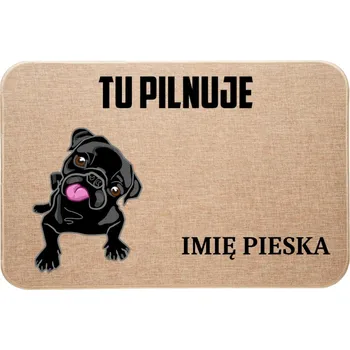 Rohožka LNĚNÁ VSTUPNÍ ROHOŽKA TADY HLÍDÁM + JMÉNO FRANCOUZSKÝ BULDOČEK