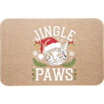 Rohožka Vánoční lněná rohožka s barevným potiskem koťátka Jingle Paws
