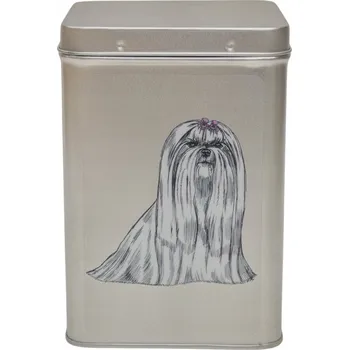 Dóza na potraviny Plechová dóza s obrázkem psa plemene maltézský psík