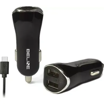 autonabíječka 2× USB + USB‑C 2,1 A černá