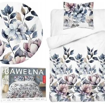 Povlečení Bavlněné Povlečení 140x200cm Modré květiny na světlém pozadí