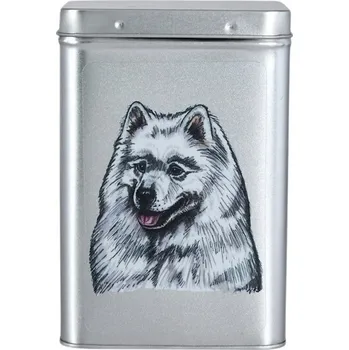 Dóza na potraviny Plechová dóza s obrázkem psa plemene samojed