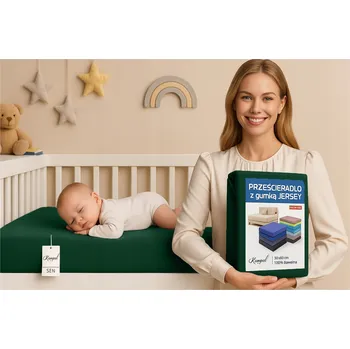 Prostěradlo PROSTĚRADLO JERSEY S GUMOU 90X200 100% BAVLNA POLSKÉ ZELEŇ LÁHEV