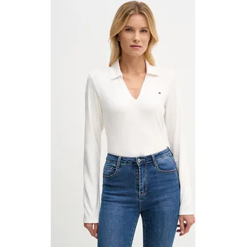 Pánské oblečení Bavlněné tričko s dlouhým rukávem Tommy Hilfiger WW0WW47850 béžová 01B, vel. XS