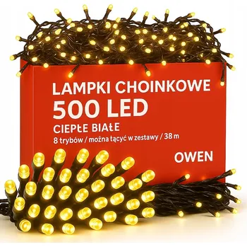 Vánoční dekorace SVĚTELNÝ ŘETĚZ NA VÁNOČNÍ STROMEK VENKOVNÍ VNITŘNÍ 500 LED BÍLÁ TEPLÁ SILNÁ
