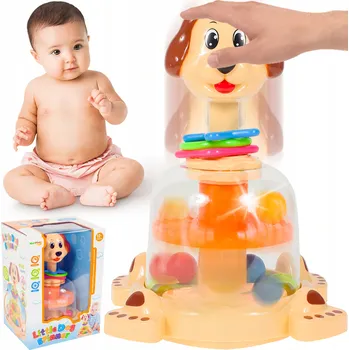 Hračka pro nejmenší KÁČA Pejsek s barevnými kuličkami SPINNER