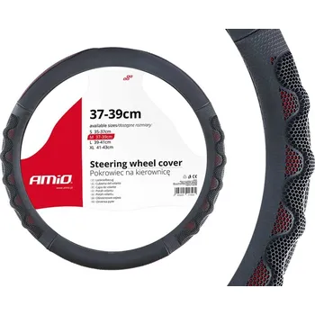Autodoplněk Potah volantu ergonomický šedo/červený UNI 37-39cm