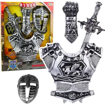 Karnevalový kostým Velká rytířská sada Maska Brnění Meč Chránič Stříbrný