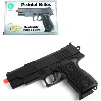 Pistole dětská černá na kuličky 15,5cm revolver v krabičce plast