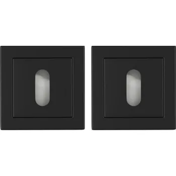 Dveřní kování ČTVERCOVÁ ČERNÁ ROZETA KE KLICE PRO DVEŘE DO POKOJE (NA KLÍČ)