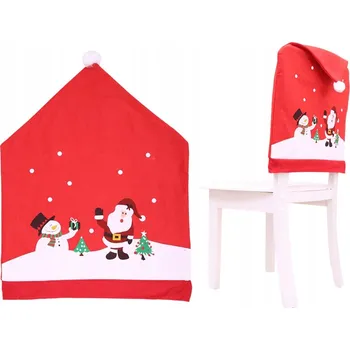 Potah na židli VÁNOČNÍ POTAH NA ŽIDLI ČEPICE SANTA KLAUSE OZDOBA DEKORACE 1 KS