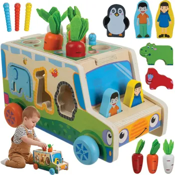 Dřevěná hračka Dřevěné didaktické autíčko