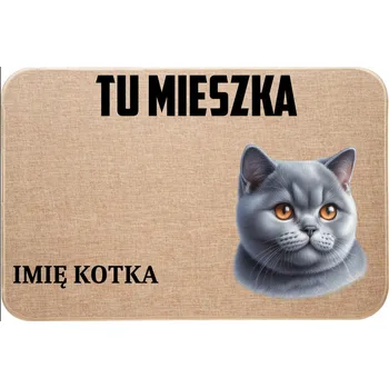Rohožka LNĚNÁ VSTUPNÍ ROHOŽKA S KOČKOU TADY BYDLÍ + JMÉNO KOČKY DÁREK