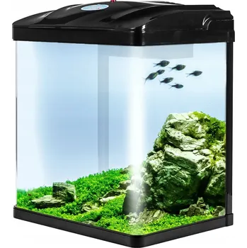 Akvárium AKVARIJNÍ SET 19L ČERNÝ LED FILTR KRYT PRO RYBY KREVETY DĚTI