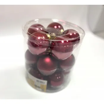 Vánoční dekorace Tmavě malinové perlové Vánoční Baňky , 15 ks Ø 5,7 cm, nerozbitné