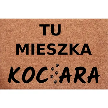 Kokosová rohožka ke dveřím Tady bydlí Kočkomilka Dárek