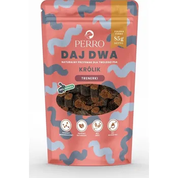 Pamlsek pro psa Perro Daj Dwa sušené pamlsky pro psy, tréninkové, králičí, 85g