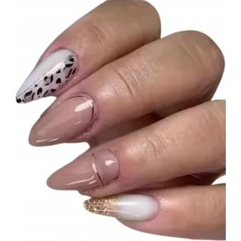 Umělé nehty Umělé nehty Tipy Mandle Nude Zlaté Ombre Panter Samolepicí