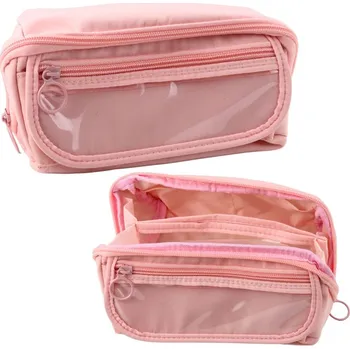 Penál Školní penál rozkládací prostorný růžový 20x10cm