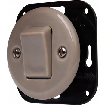 vypínač KERAMICKÝ ZAPUŠTĚNÝ KŘÍŽOVÝ PŘEPÍNAČ PASTELOVÁ OLIVOVÁ BEZ RÁMEČKU