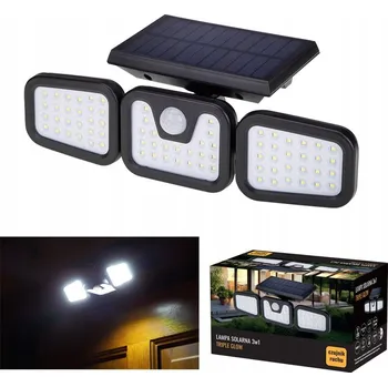 Venkovní osvětlení Solární lampa trojitá TRIPLE GLOW s pohybovým senzorem, 72 LED, nastavitelné hlavy