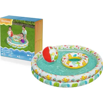 Bazén Nafukovací bazén 3v1 s míčem a kruhem 122 x 20 cm Bestway 51124