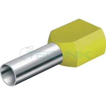 Kabelové oko DD 1,0-12 žlutá Dutinka dvojitá,průřez 2x1,0mm2/délka 12mm,dle DIN46228