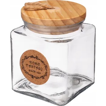 Dóza na potraviny Skleněná hladká čtvercová dóza RAVO 850 ml se silikonovým těsněním